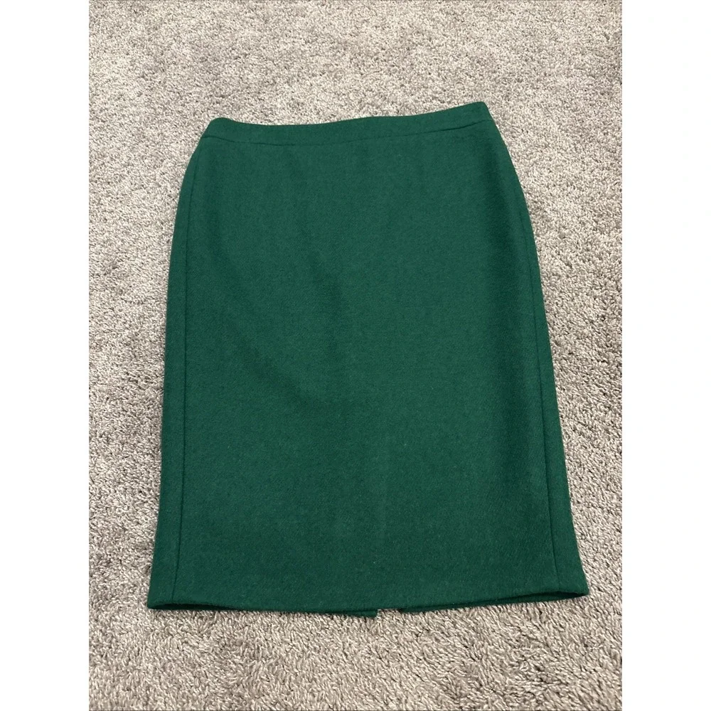 J. Crew Green Wool Blend Pencil Skirt AC276 Size 4 Casual Dress Work